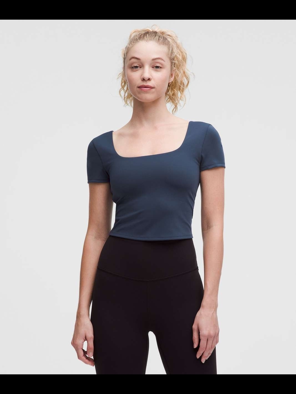 NWT Lululemon Wonder Under Smooth Cover Square Neck Tee sz 6 Club Blue